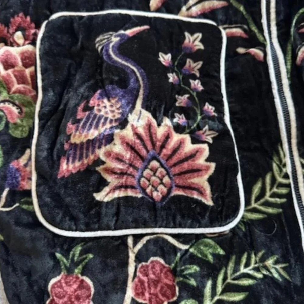 FARM Rio Black Marvelous Garden Puffer Jacket Exotic Tropical Leopard Print - Picture 9 of 16